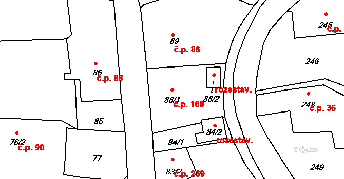 Dolní Libchava 168, Česká Lípa na parcele st. 88/1 v KÚ Dolní Libchava, Katastrální mapa