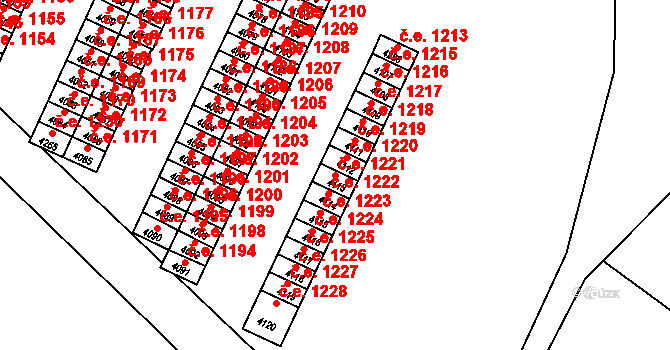 Kuřim 1221 na parcele st. 4113 v KÚ Kuřim, Katastrální mapa