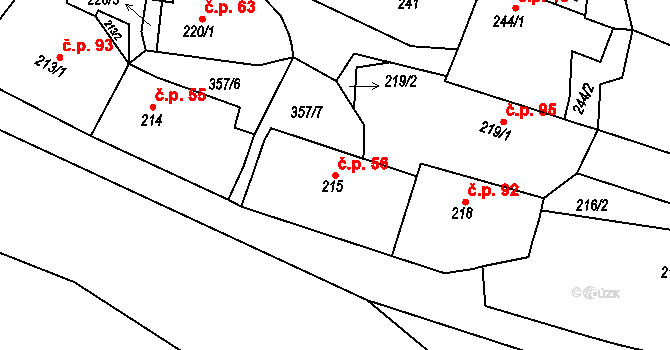 Chotutice 56 na parcele st. 215 v KÚ Chotutice, Katastrální mapa