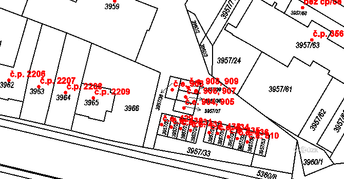 Znojmo 903 na parcele st. 3957/36 v KÚ Znojmo-město, Katastrální mapa