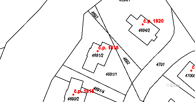 Jirkov 1816 na parcele st. 4691/2 v KÚ Jirkov, Katastrální mapa