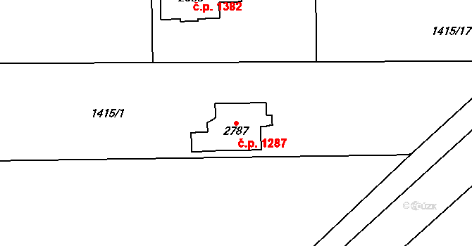Litovel 1287 na parcele st. 2787 v KÚ Litovel, Katastrální mapa