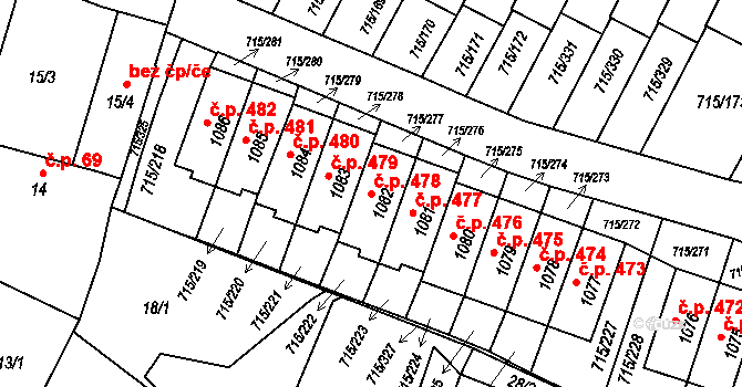 Výškovice 478, Ostrava na parcele st. 1082 v KÚ Výškovice u Ostravy, Katastrální mapa