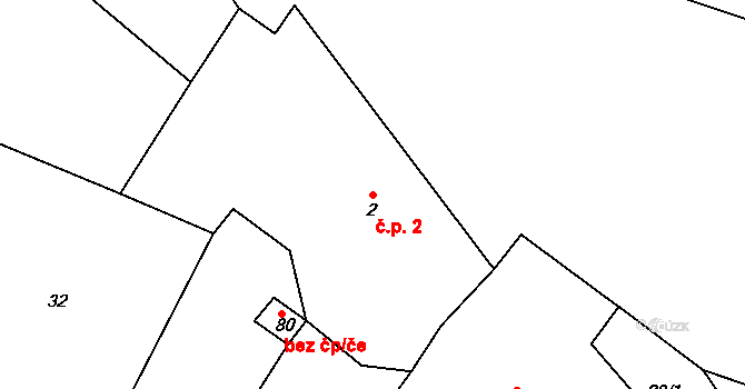 Oslava 2, Dolní Heřmanice na parcele st. 2 v KÚ Oslava, Katastrální mapa