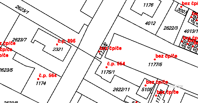 Rokycany 40667537 na parcele st. 1175/2 v KÚ Rokycany, Katastrální mapa