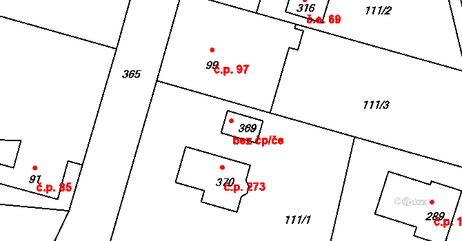 Chotoviny 41888537 na parcele st. 369 v KÚ Chotoviny, Katastrální mapa