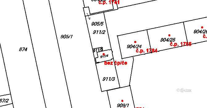 Nové Město 1798, Karviná na parcele st. 911/4 v KÚ Karviná-město, Katastrální mapa