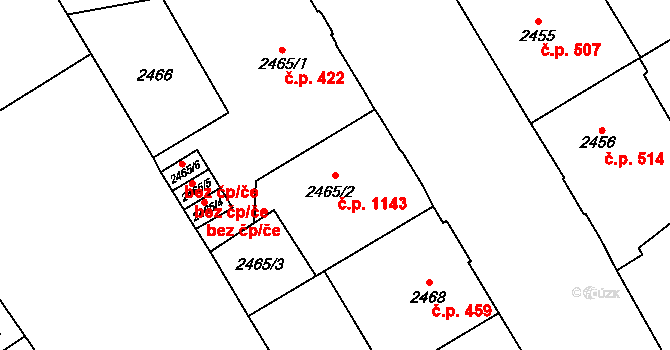Předměstí 1143, Opava na parcele st. 2465/2 v KÚ Opava-Předměstí, Katastrální mapa