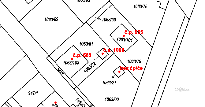 Novosedlice 45128537 na parcele st. 1063/22 v KÚ Novosedlice, Katastrální mapa