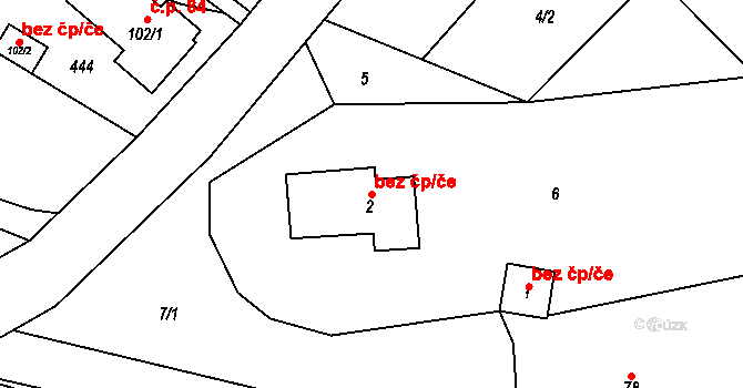 Lobeč 45406537 na parcele st. 2 v KÚ Lobeč u Mšena, Katastrální mapa