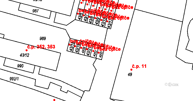 Peruc 46268537 na parcele st. 43/23 v KÚ Peruc, Katastrální mapa