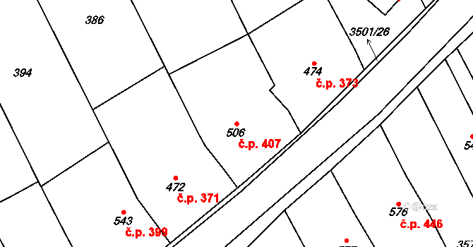 Březolupy 407 na parcele st. 506 v KÚ Březolupy, Katastrální mapa