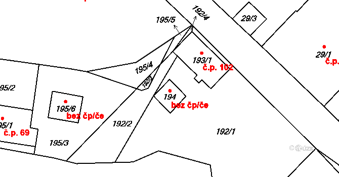 Suchdol nad Lužnicí 47530537 na parcele st. 194 v KÚ Klikov, Katastrální mapa