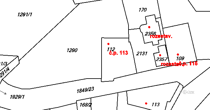 Unhošť 113 na parcele st. 112 v KÚ Unhošť, Katastrální mapa