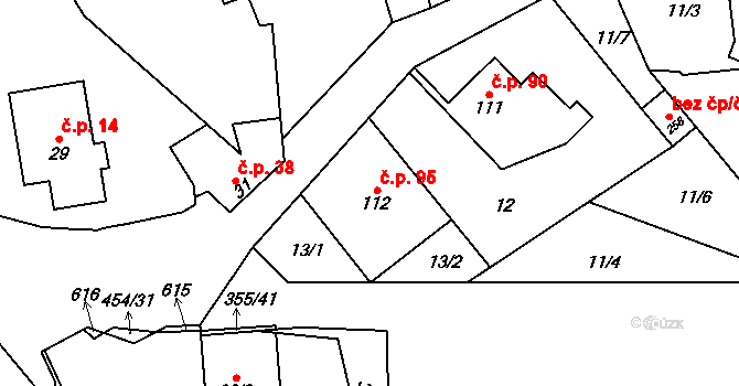 Úholičky 95 na parcele st. 112 v KÚ Úholičky, Katastrální mapa