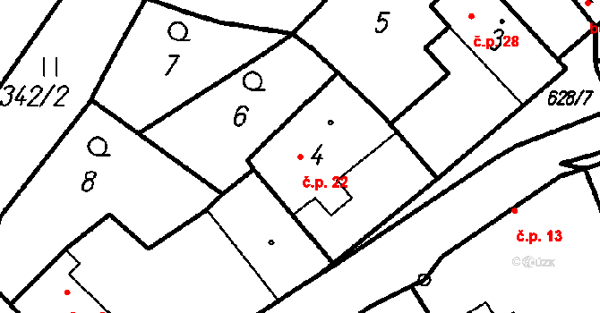 Smržovice 22, Kdyně na parcele st. 4 v KÚ Smržovice, Katastrální mapa