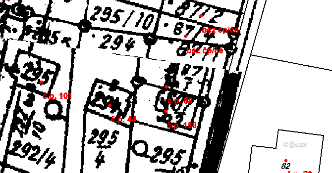 Velichovky 88 na parcele st. 87/1 v KÚ Velichovky, Katastrální mapa