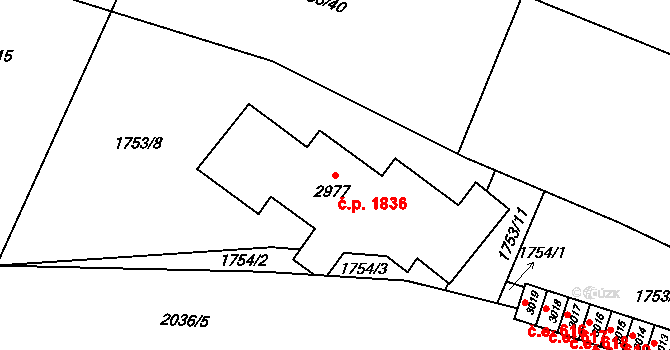 Náchod 1836 na parcele st. 2977 v KÚ Náchod, Katastrální mapa