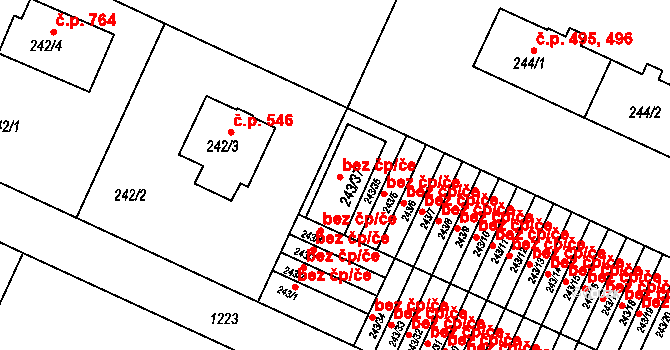 Praha 78837537 na parcele st. 243/37 v KÚ Klánovice, Katastrální mapa