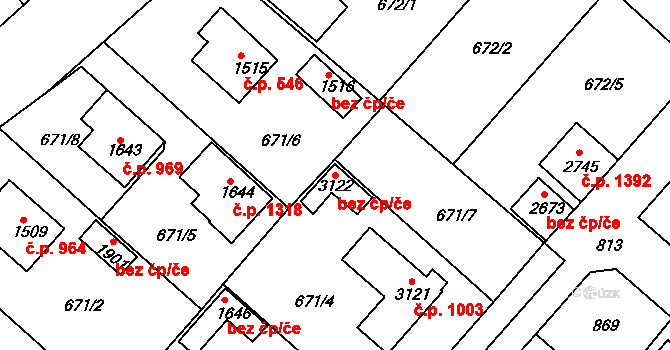 Neratovice 79618537 na parcele st. 3122 v KÚ Neratovice, Katastrální mapa