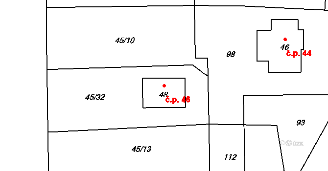 Jenišovice 46, Býkev na parcele st. 48 v KÚ Jenišovice u Mělníka, Katastrální mapa