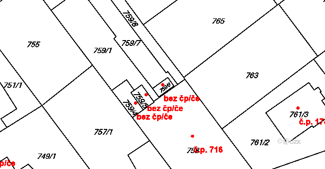 Pelhřimov 91073537 na parcele st. 759/9 v KÚ Pelhřimov, Katastrální mapa