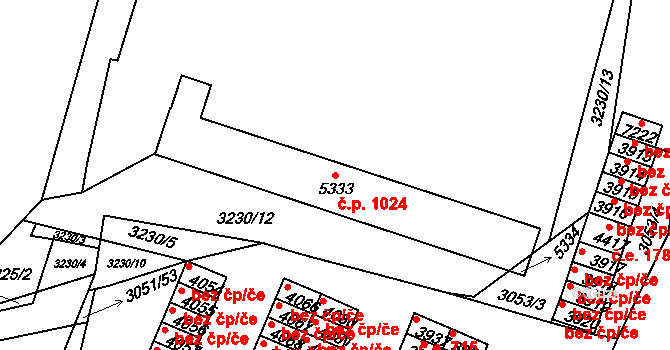 Havlíčkův Brod 1024 na parcele st. 5333 v KÚ Havlíčkův Brod, Katastrální mapa