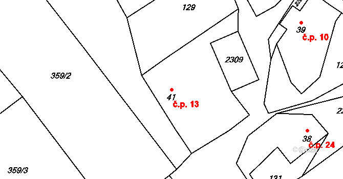 Horka II 13 na parcele st. 41 v KÚ Horka nad Sázavou, Katastrální mapa
