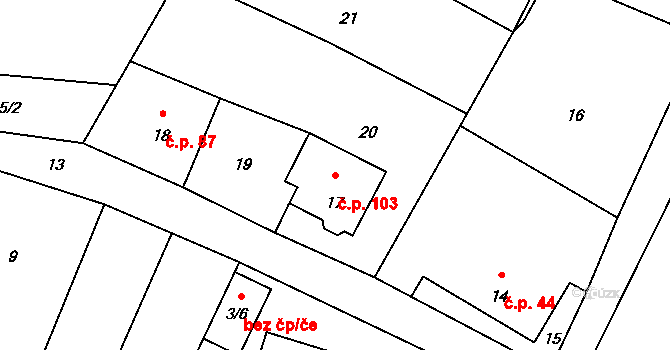 Lukášov 103, Jablonec nad Nisou na parcele st. 17 v KÚ Lukášov, Katastrální mapa