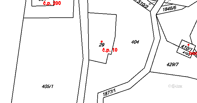 Guty 10, Třinec na parcele st. 29 v KÚ Guty, Katastrální mapa
