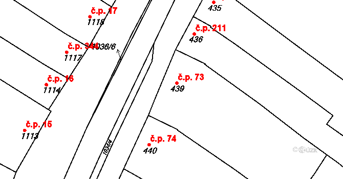Svatobořice 73, Svatobořice-Mistřín na parcele st. 439 v KÚ Svatobořice, Katastrální mapa