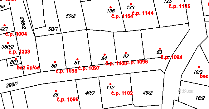 Švermov 1100, Kladno na parcele st. 84 v KÚ Hnidousy, Katastrální mapa