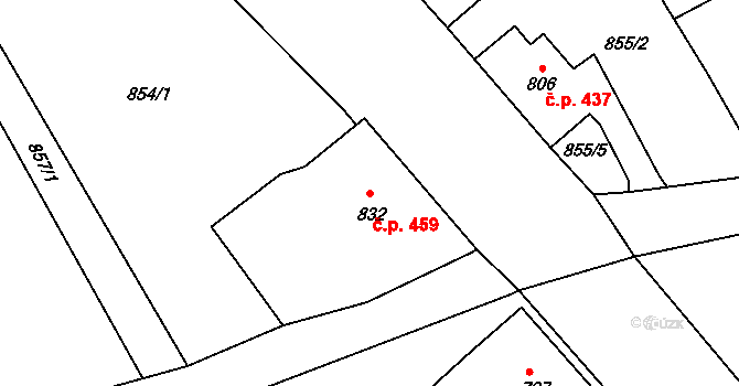Cvikov II 459, Cvikov na parcele st. 832 v KÚ Cvikov, Katastrální mapa