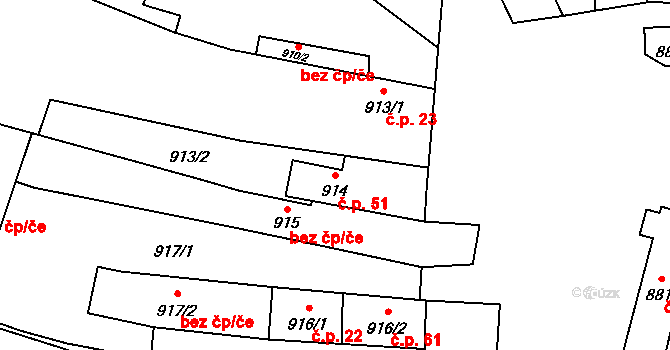 Zbudov 51, Dívčice na parcele st. 914 v KÚ Dívčice, Katastrální mapa