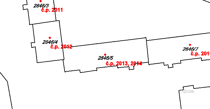 Sokolov 2013,2014 na parcele st. 2846/5 v KÚ Sokolov, Katastrální mapa