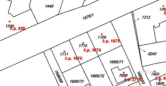 Cheb 1674 na parcele st. 1710 v KÚ Cheb, Katastrální mapa