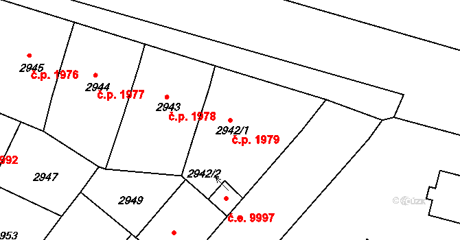 Žižkov 1979, Praha na parcele st. 2942/1 v KÚ Žižkov, Katastrální mapa