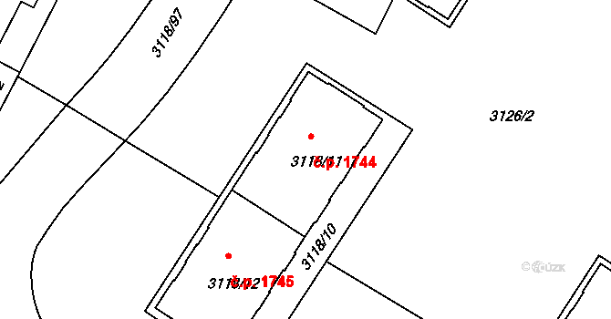 Strašnice 1744,1745, Praha na parcele st. 3118/11 v KÚ Strašnice, Katastrální mapa