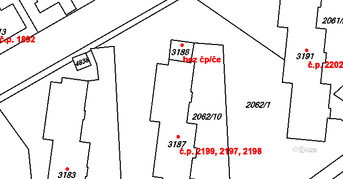 Dvůr Králové nad Labem 2197,2198,2199 na parcele st. 3187 v KÚ Dvůr Králové nad Labem, Katastrální mapa