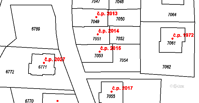 Vsetín 2015 na parcele st. 7053 v KÚ Vsetín, Katastrální mapa
