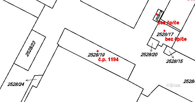 Černovice 1194, Brno na parcele st. 2528/19 v KÚ Černovice, Katastrální mapa
