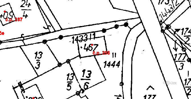 Jeřmanice 298 na parcele st. 467 v KÚ Jeřmanice, Katastrální mapa