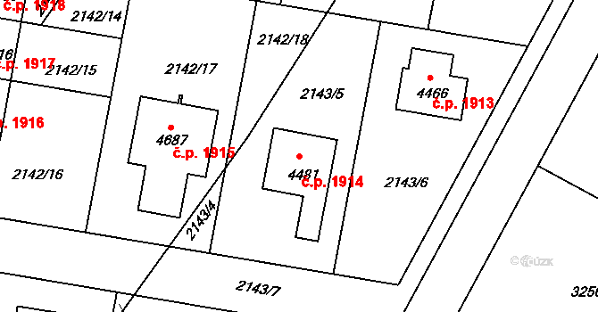 Čelákovice 1914 na parcele st. 4481 v KÚ Čelákovice, Katastrální mapa