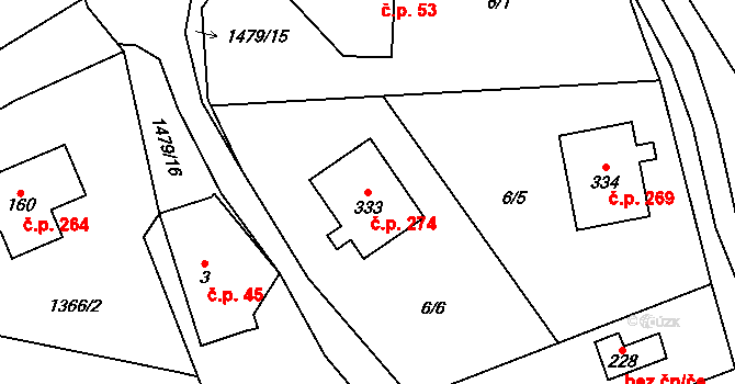 Horní Libchavy 274, Libchavy na parcele st. 333 v KÚ Horní Libchavy, Katastrální mapa