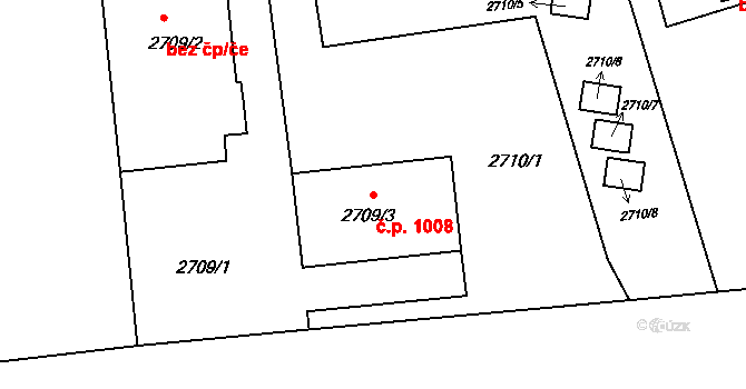 Předměstí 1008, Litoměřice na parcele st. 2709/3 v KÚ Litoměřice, Katastrální mapa