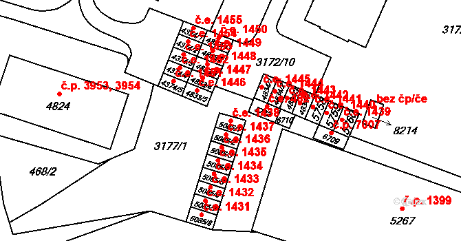 Zlín 1438 na parcele st. 5085/1 v KÚ Zlín, Katastrální mapa