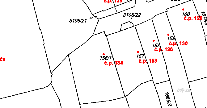 Sepekov 134 na parcele st. 156/1 v KÚ Sepekov, Katastrální mapa