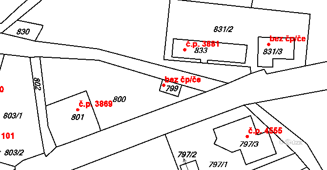 Jablonec nad Nisou 44199538 na parcele st. 799 v KÚ Vrkoslavice, Katastrální mapa