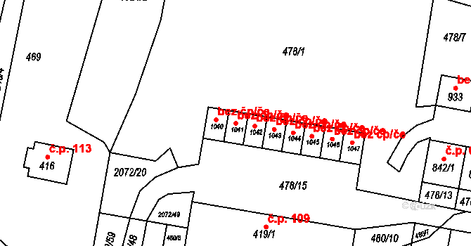 Králíky 45484538 na parcele st. 1041 v KÚ Králíky, Katastrální mapa