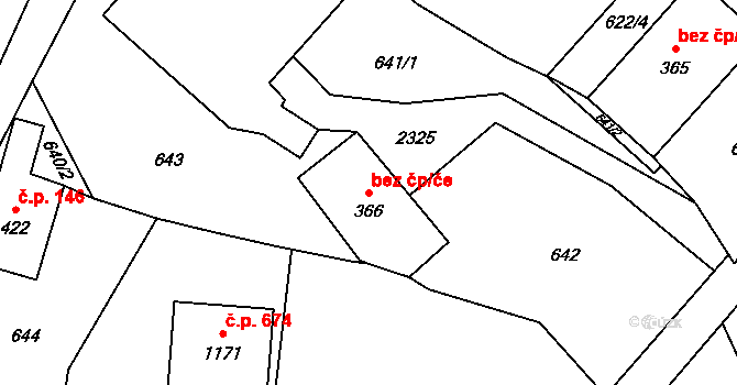 Dolní Újezd 45999538 na parcele st. 366 v KÚ Dolní Újezd u Litomyšle, Katastrální mapa